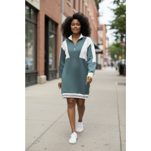 Anthropologie A+ daily Practice Color Block Zip SPORTY SWEATSHIRT DRESS 3X NWT - Picture 1 of 8
